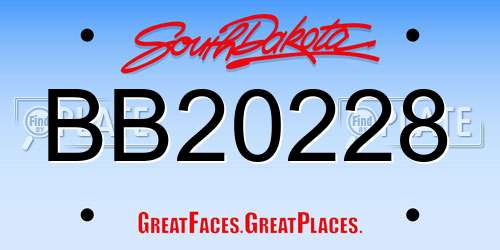 BB20228 South Dakota License Plate