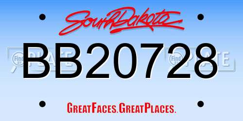BB20728 South Dakota License Plate
