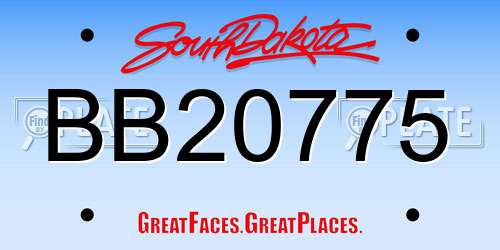 BB20775 South Dakota License Plate