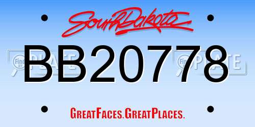 BB20778 South Dakota License Plate
