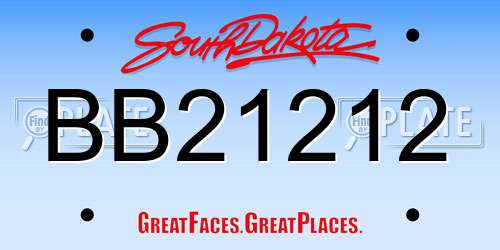 BB21212 South Dakota License Plate
