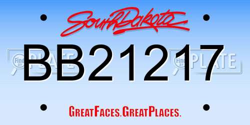 BB21217 South Dakota License Plate