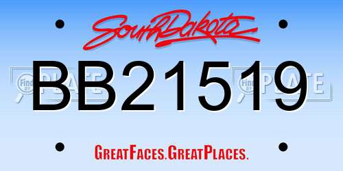 BB21519 South Dakota License Plate