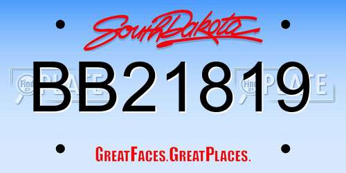 BB21819 South Dakota License Plate