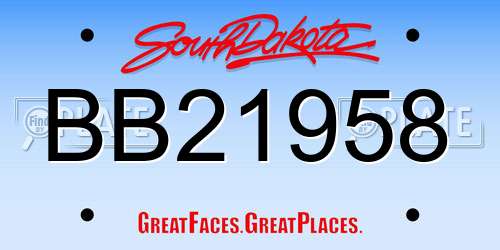 BB21958 South Dakota License Plate