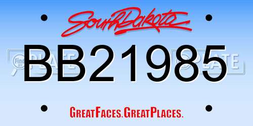 BB21985 South Dakota License Plate