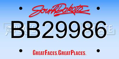 BB29986 South Dakota License Plate