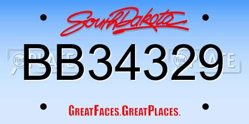 BB34329 South Dakota License Plate