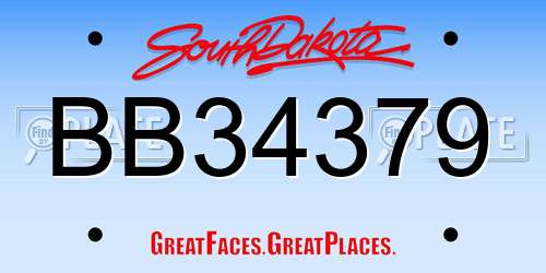 BB34379 South Dakota License Plate