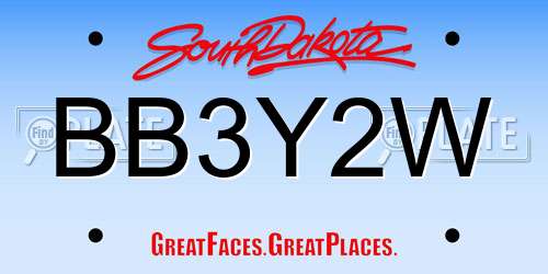 BB3Y2W South Dakota License Plate
