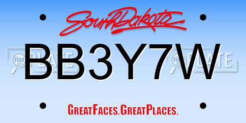 BB3Y7W South Dakota License Plate