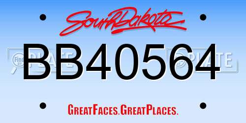 BB40564 South Dakota License Plate