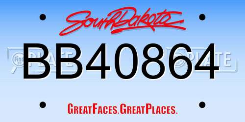 BB40864 South Dakota License Plate