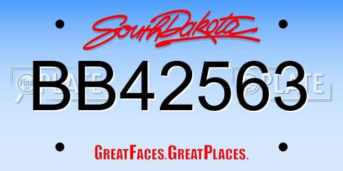 BB42563 South Dakota License Plate