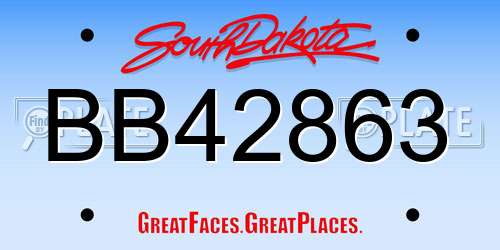 BB42863 South Dakota License Plate