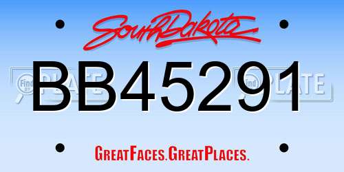 BB45291 South Dakota License Plate