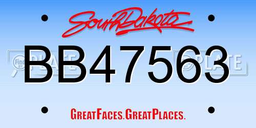 BB47563 South Dakota License Plate