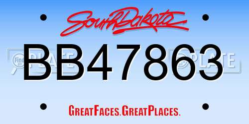 BB47863 South Dakota License Plate