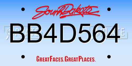 BB4D564 South Dakota License Plate