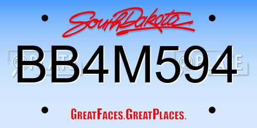 BB4M594 South Dakota License Plate