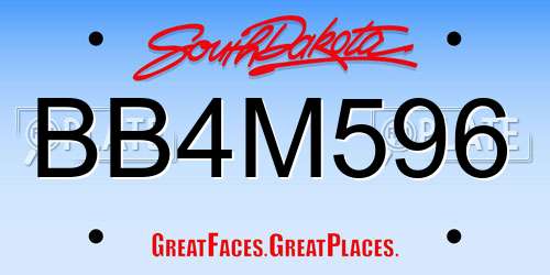 BB4M596 South Dakota License Plate