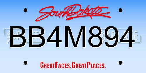 BB4M894 South Dakota License Plate
