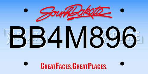 BB4M896 South Dakota License Plate