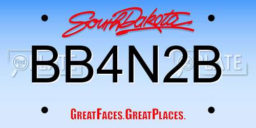 BB4N2B South Dakota License Plate
