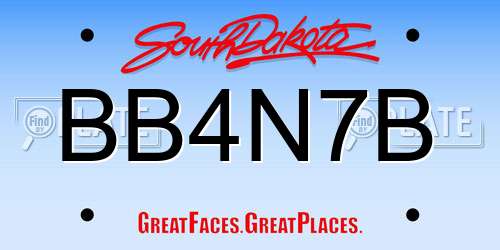 BB4N7B South Dakota License Plate