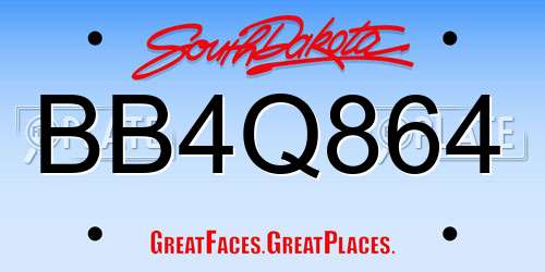 BB4Q864 South Dakota License Plate