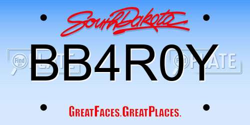 BB4R0Y South Dakota License Plate