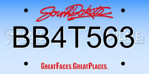 BB4T563 South Dakota License Plate