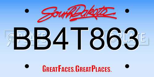 BB4T863 South Dakota License Plate