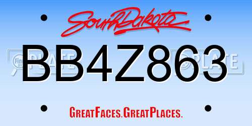 BB4Z863 South Dakota License Plate