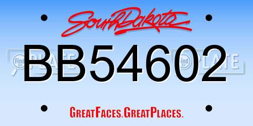 BB54602 South Dakota License Plate