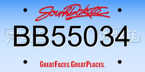 BB55034 South Dakota License Plate