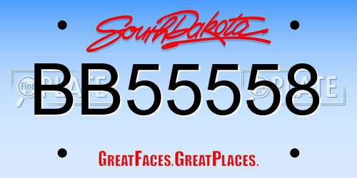 BB55558 South Dakota License Plate