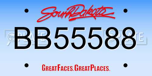 BB55588 South Dakota License Plate