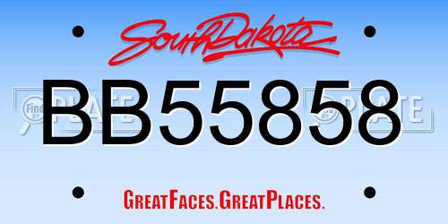 BB55858 South Dakota License Plate