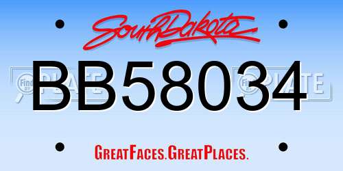 BB58034 South Dakota License Plate
