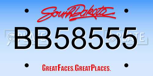 BB58555 South Dakota License Plate