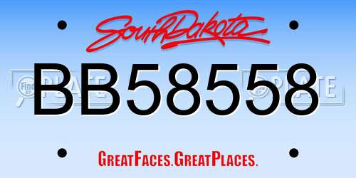 BB58558 South Dakota License Plate