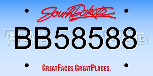 BB58588 South Dakota License Plate