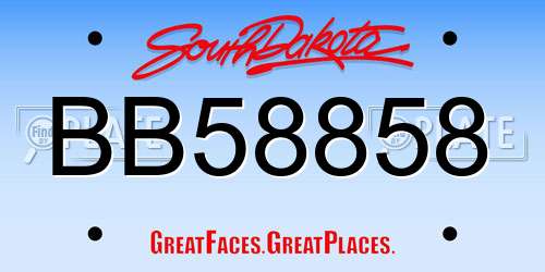 BB58858 South Dakota License Plate