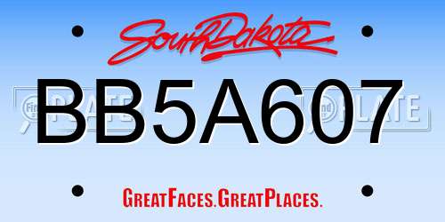 BB5A607 South Dakota License Plate