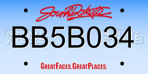 BB5B034 South Dakota License Plate