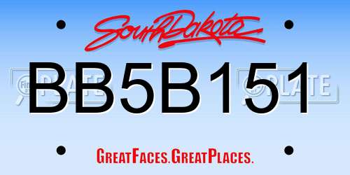 BB5B151 South Dakota License Plate
