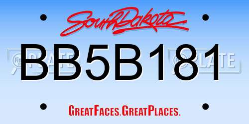 BB5B181 South Dakota License Plate