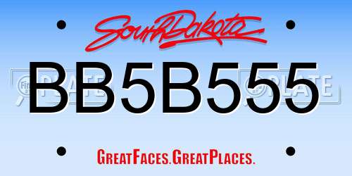 BB5B555 South Dakota License Plate