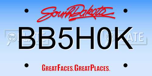BB5H0K South Dakota License Plate